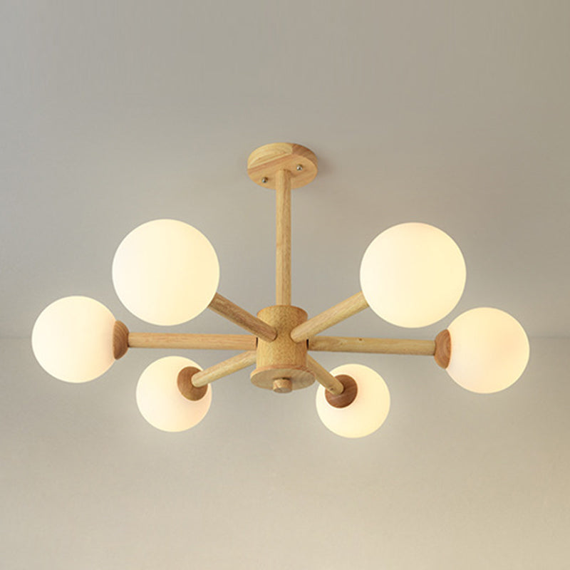 Luces colgantes de rama esférica múltiple de luz Modern Wood Lighting para estudio para estudiar