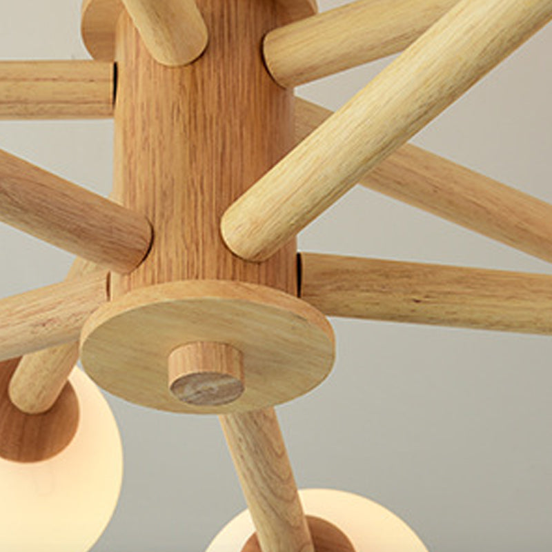 Luces colgantes de rama esférica múltiple de luz Modern Wood Lighting para estudio para estudiar