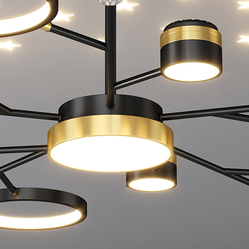 Cylinder Shape Metal Chandelier Lights Modern 11 Light Chandelier Lighting in Black