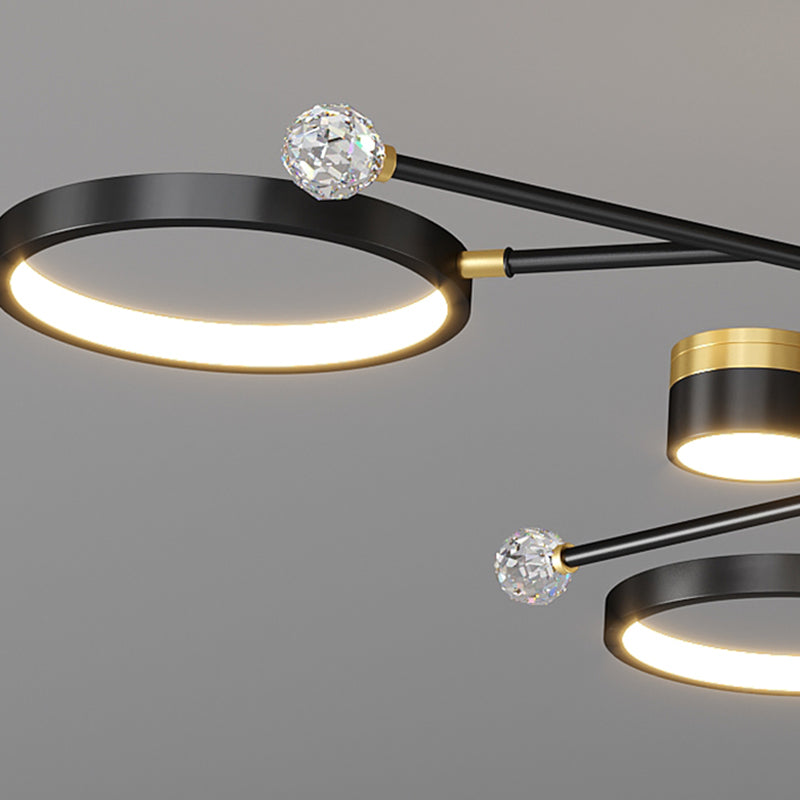 Cylinder Shape Metal Chandelier Lights Modern 11 Light Chandelier Lighting in Black