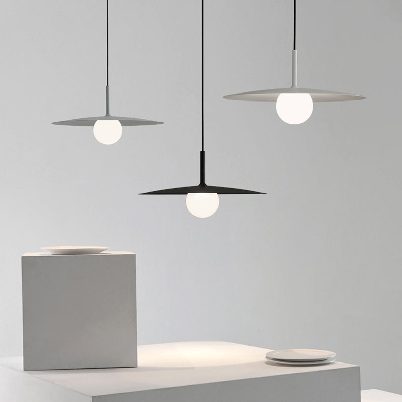 1-Light White Glass Pendant Lighting Fixtures Modern Ceiling Pendant for Bar