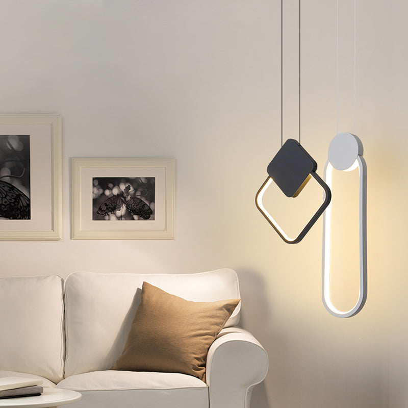 Minimalisme pendentif léger acrylique à 1 lumière LED vers le bas pour chambre à coucher