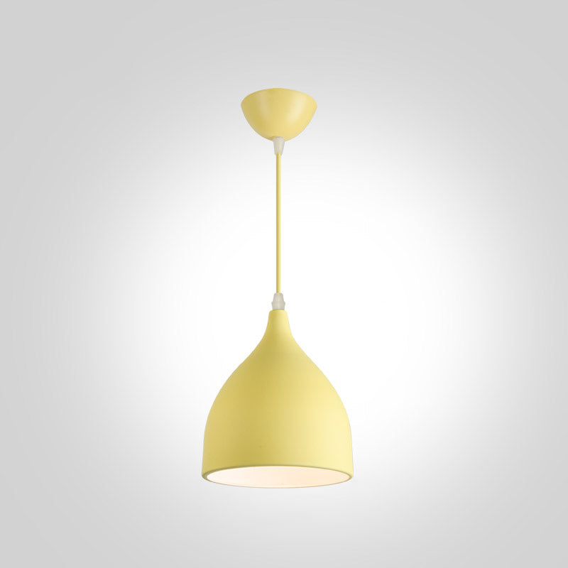 Metal Bowl Shape Hanging Lights Modern Macaron Style 1-Light Pendant Light for Bar