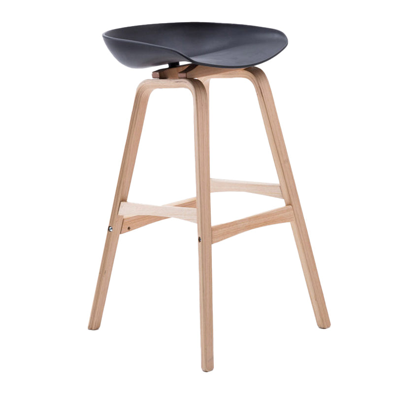 Scandinavia Style Bar-stool Wooden Legs PP Seat for Restaurant Bar