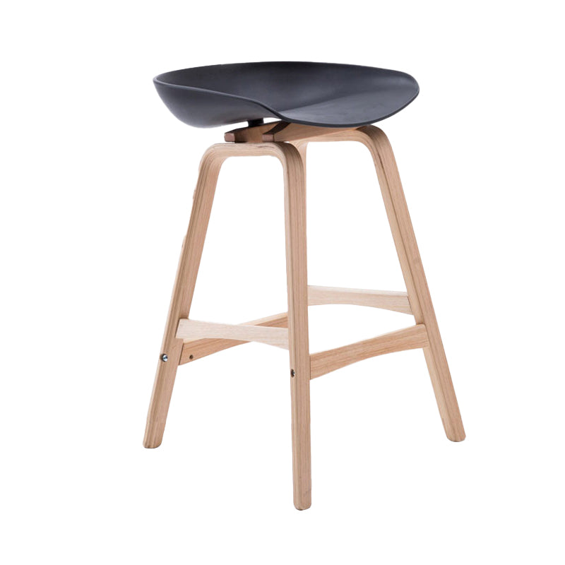 Scandinavia Style Bar-stool Wooden Legs PP Seat for Restaurant Bar
