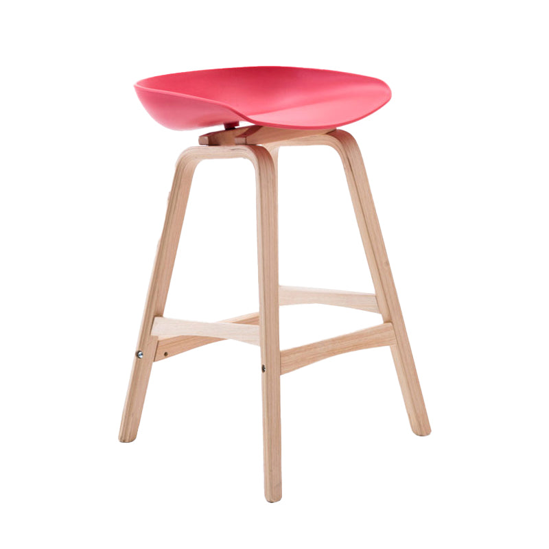Scandinavia Style Bar-stool Wooden Legs PP Seat for Restaurant Bar