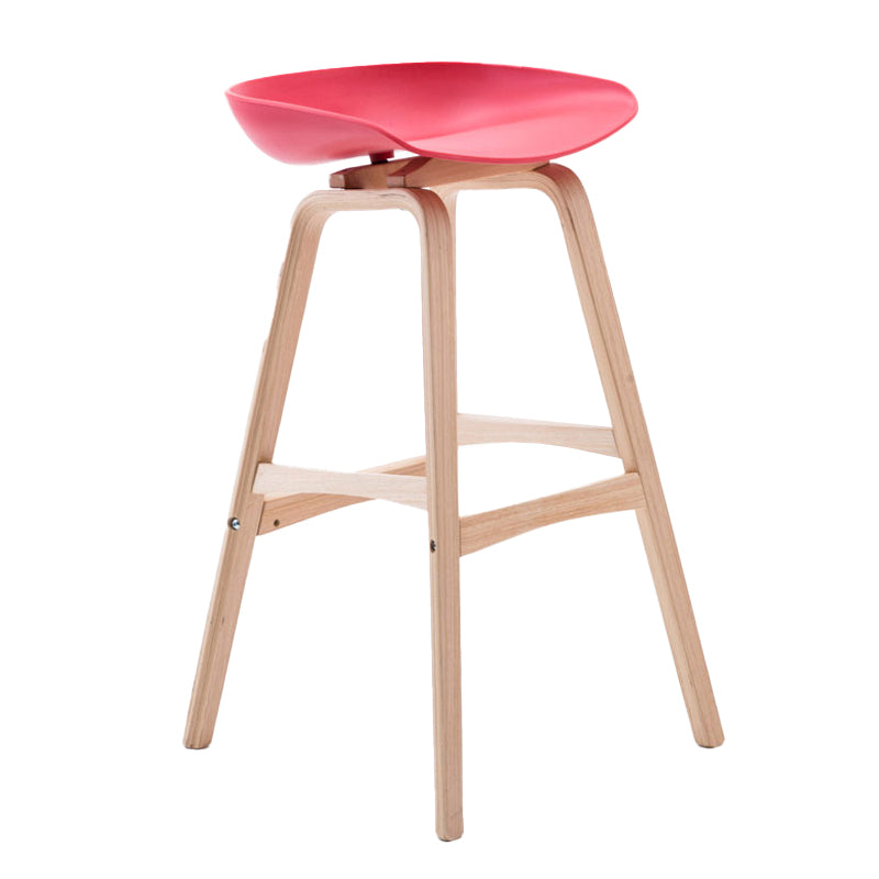 Scandinavia Style Bar-stool Wooden Legs PP Seat for Restaurant Bar