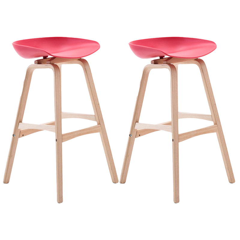 Scandinavia Style Bar-stool Wooden Legs PP Seat for Restaurant Bar