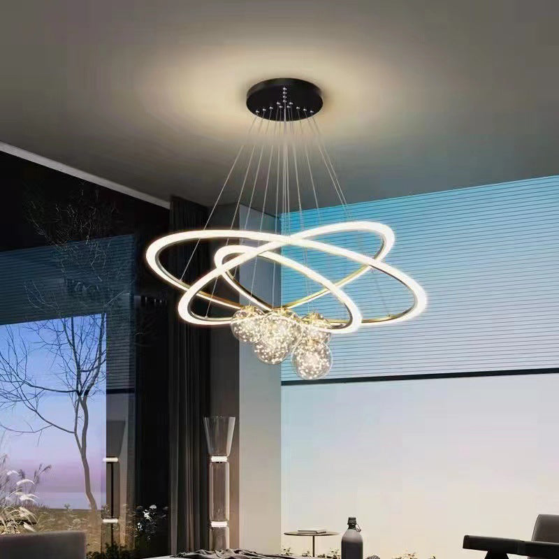 Multi Lights Ring Pendant Chandelier Modern Style Metal Hanging Lamps
