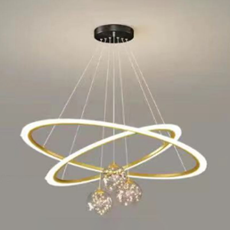 Multi Lights Ring Pendant Chandelier Modern Style Metal Hanging Lamps