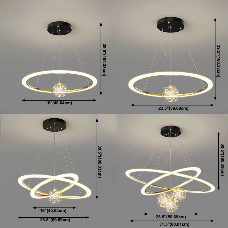 Multi Lights Ring Pendant Chandelier Modern Style Metal Hanging Lamps