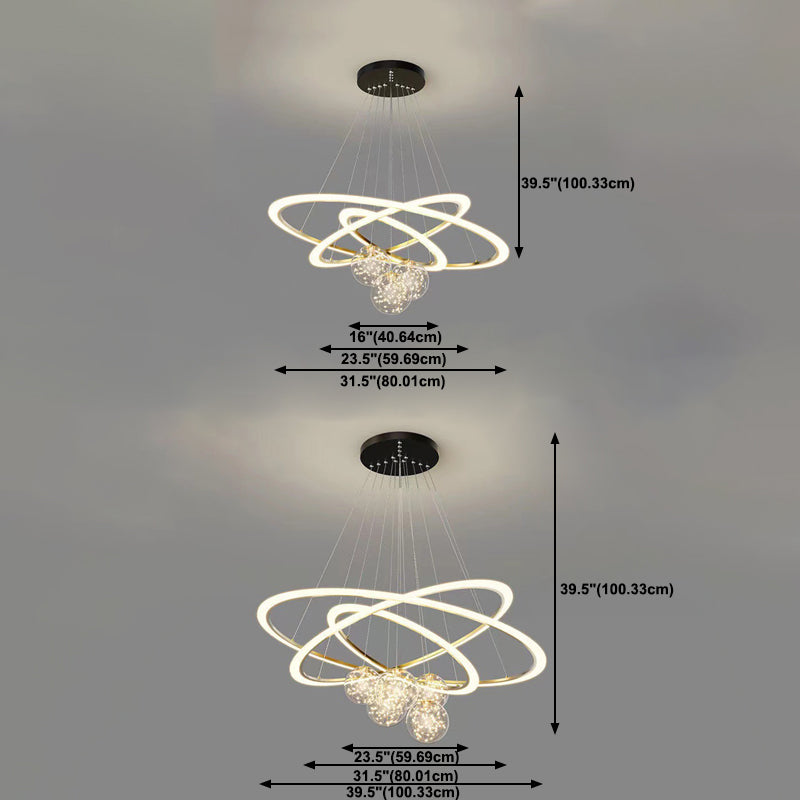 Multi Lights Ring Pendant Chandelier Modern Style Metal Hanging Lamps