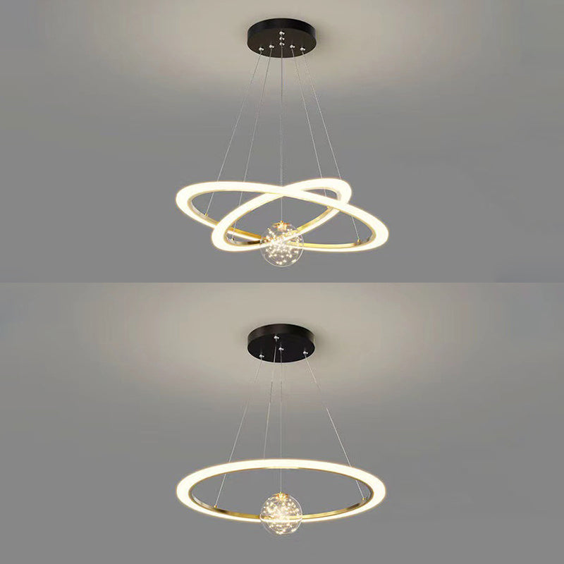 Multi Lights Ring Pendant Chandelier Modern Style Metal Hanging Lamps