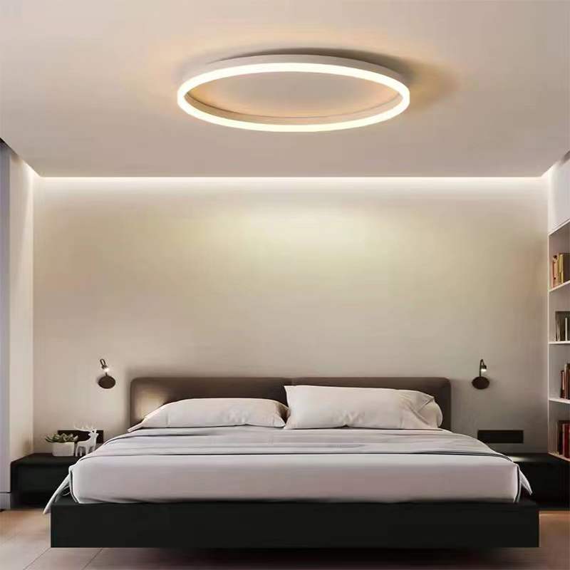 Circular Flush Mount Ceiling Light Metal LED Modern Flush Mount Light for Bedroom