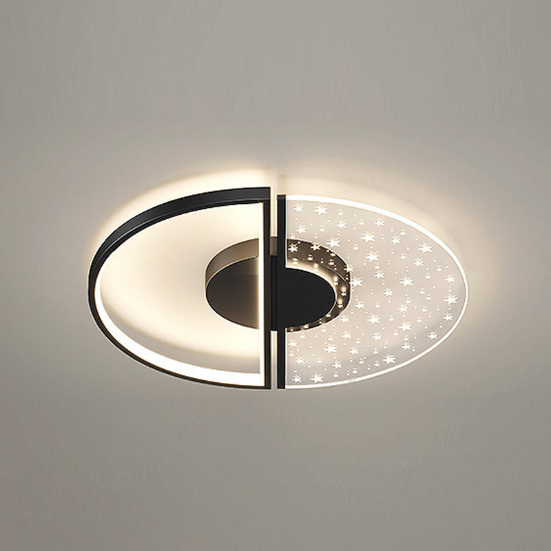 Nordic-Style Circle Ceiling Light Fixture Metal LED Bedroom Ceiling Mounted Light Fixture