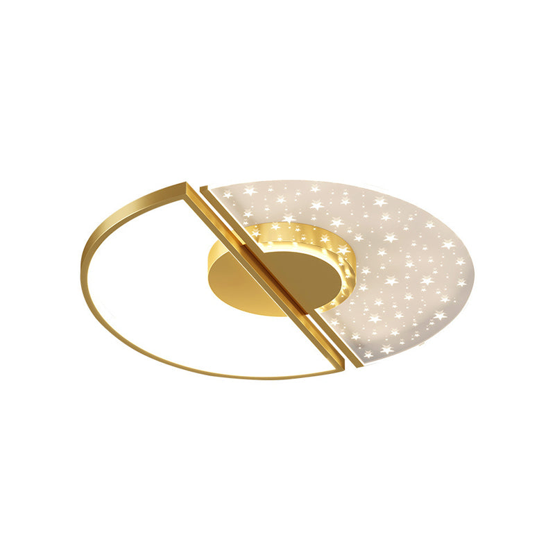 Nordic-Style Circle Ceiling Light Fixture Metal LED Bedroom Ceiling Mounted Light Fixture