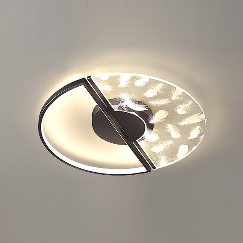 Nordic-Style Circle Ceiling Light Fixture Metal LED Bedroom Ceiling Mounted Light Fixture