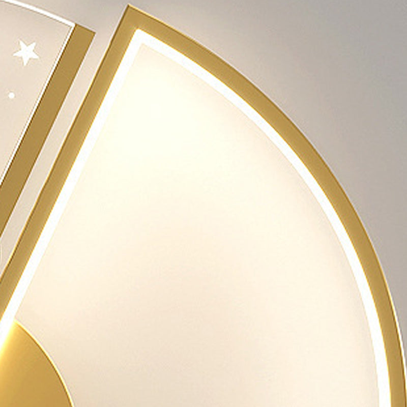 Nordic-Style Circle Ceiling Light Fixture Metal LED Bedroom Ceiling Mounted Light Fixture