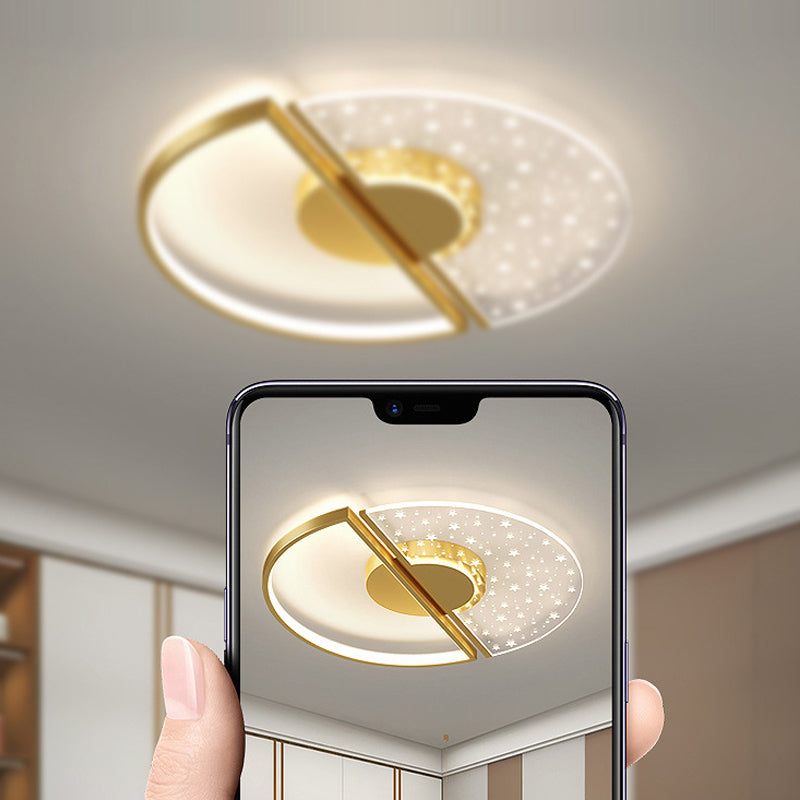 Nordic-Style Circle Ceiling Light Fixture Metal LED Bedroom Ceiling Mounted Light Fixture
