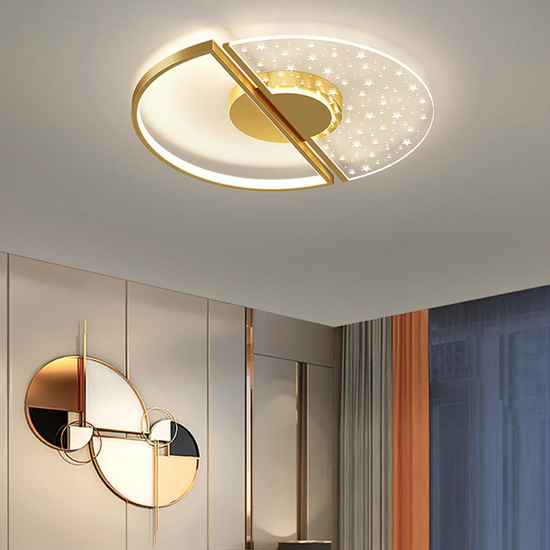 Nordic-Style Circle Ceiling Light Fixture Metal LED Bedroom Ceiling Mounted Light Fixture