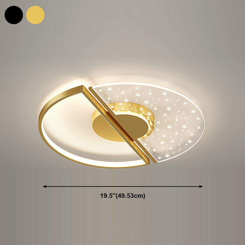Nordic-Style Circle Ceiling Light Fixture Metal LED Bedroom Ceiling Mounted Light Fixture