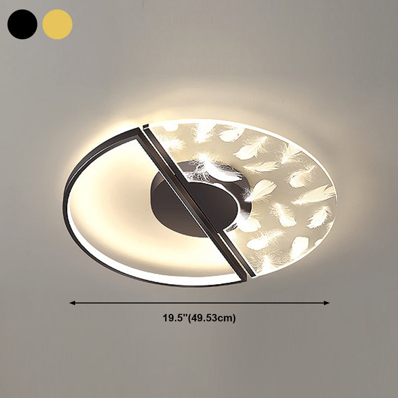 Nordic-Style Circle Ceiling Light Fixture Metal LED Bedroom Ceiling Mounted Light Fixture