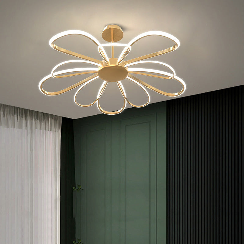 Lampadario a sospensione di metallo floreale a pendente a LED a LED per soggiorno per soggiorno