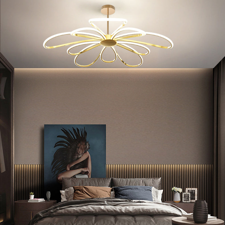 Lampadario a sospensione di metallo floreale a pendente a LED a LED per soggiorno per soggiorno