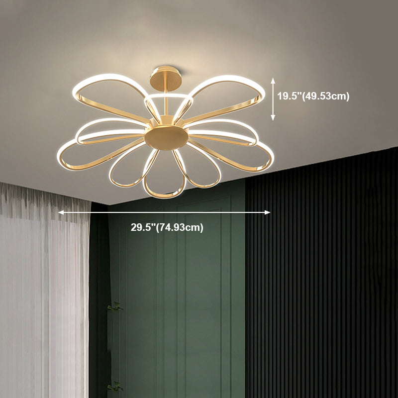 Lampadario a sospensione di metallo floreale a pendente a LED a LED per soggiorno per soggiorno