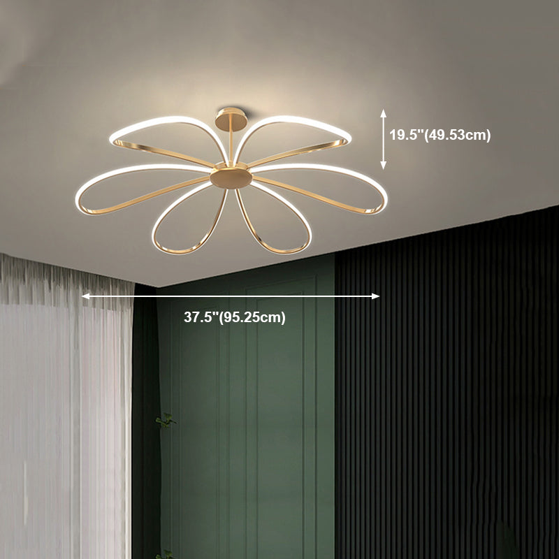 Lampadario a sospensione di metallo floreale a pendente a LED a LED per soggiorno per soggiorno