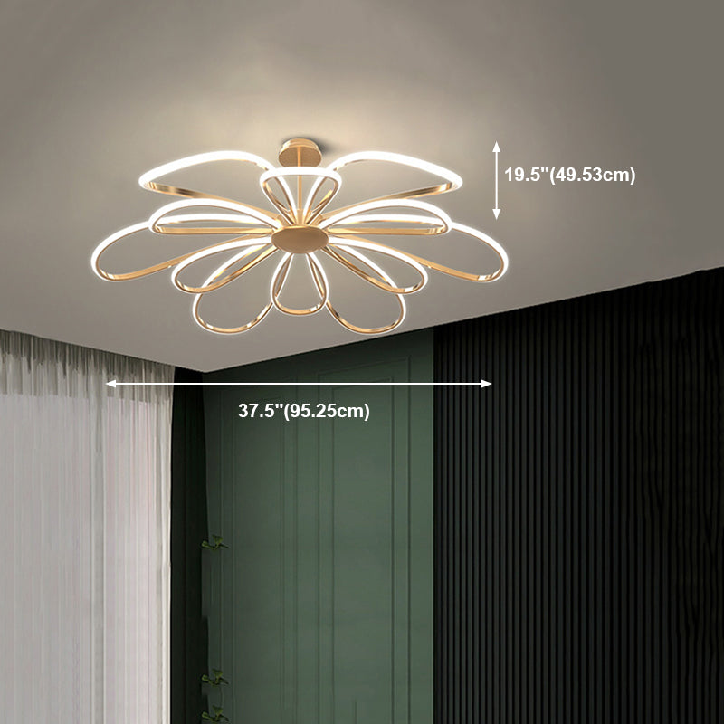 Lampadario a sospensione di metallo floreale a pendente a LED a LED per soggiorno per soggiorno