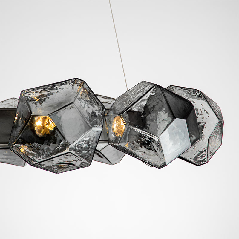 Postmodern Style Chandelier Multi Head Hanging Light with Glass Shade for Dining Room