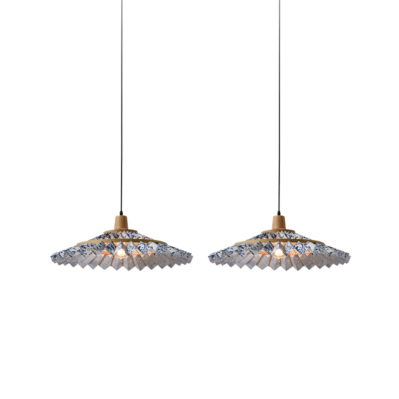 Umbrella Shaped Suspension Lamp Bamboo 1-Light Tea Room Hanging Light Fixture