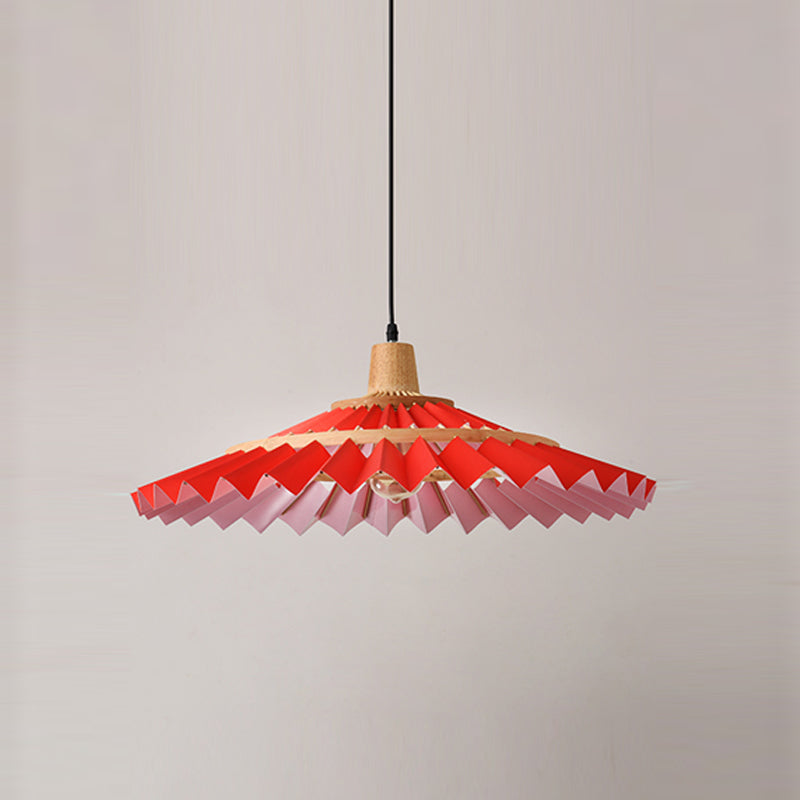 Umbrella Shaped Suspension Lamp Bamboo 1-Light Tea Room Hanging Light Fixture