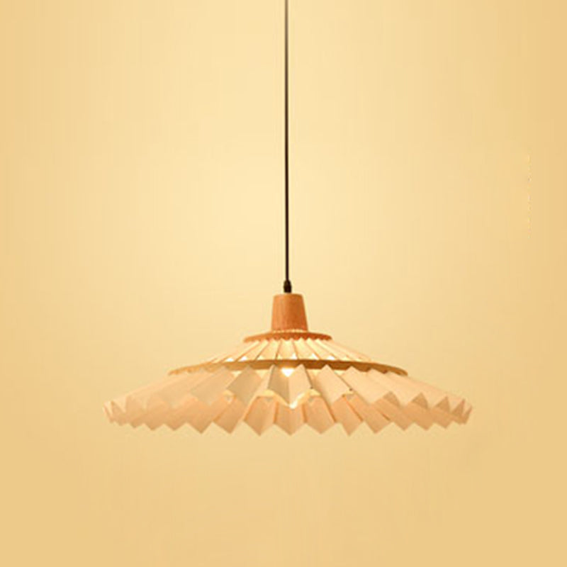 Umbrella Shaped Suspension Lamp Bamboo 1-Light Tea Room Hanging Light Fixture