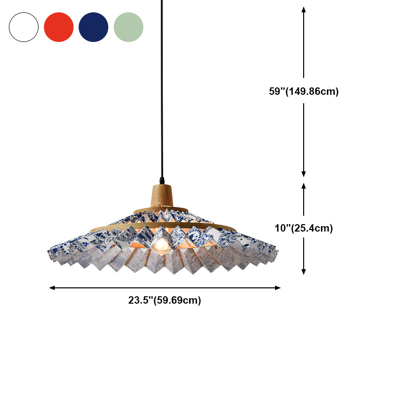 Umbrella Shaped Suspension Lamp Bamboo 1-Light Tea Room Hanging Light Fixture