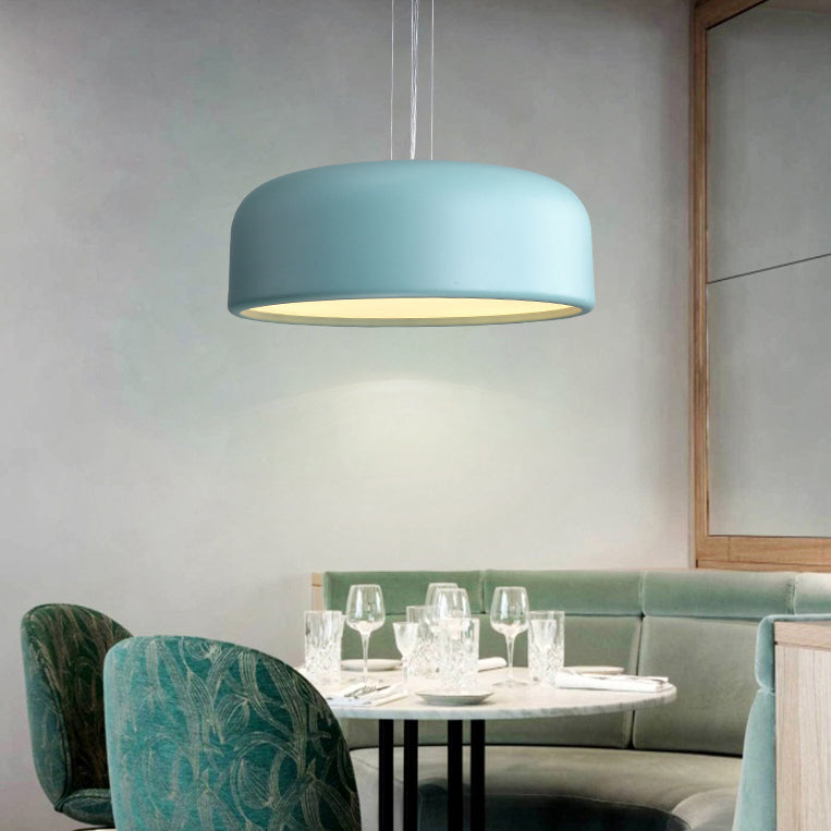 Drum Shade Pendant Lighting Macaron Metal 3-Bulb Plafond Plafonnement