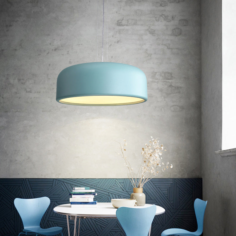 Drum Shade Pendant Lighting Macaron Metal 3-Bulb Plafond Plafonnement