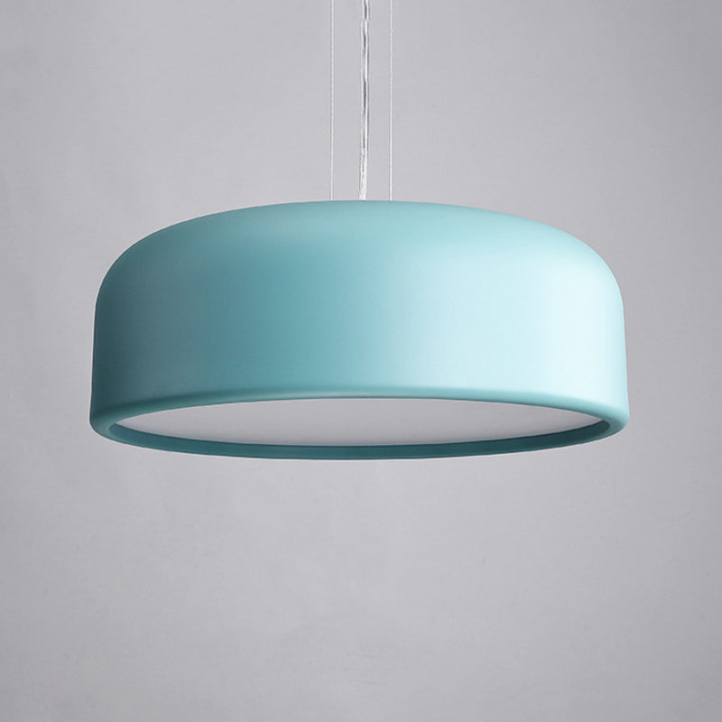 Drum Shade Pendant Lighting Macaron Metal 3-Bulb Plafond Plafonnement