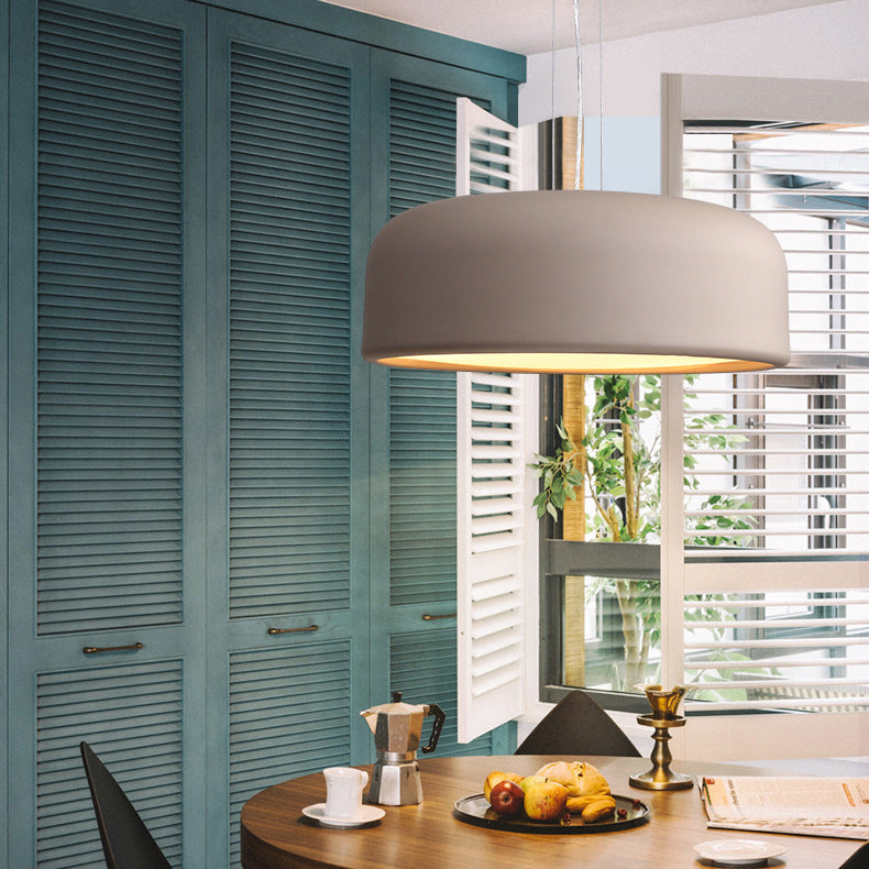 Drum Shade Pendant Lighting Macaron Metal 3-Bulb Plafond Plafonnement