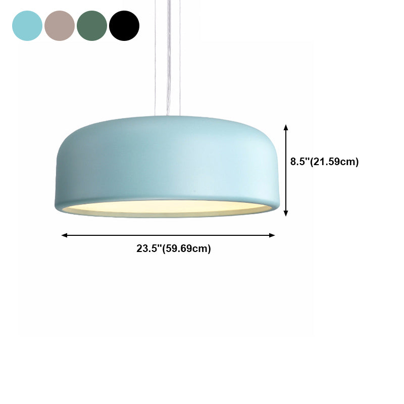 Drum Shade Pendant Lighting Macaron Metal 3-Bulb Plafond Plafonnement