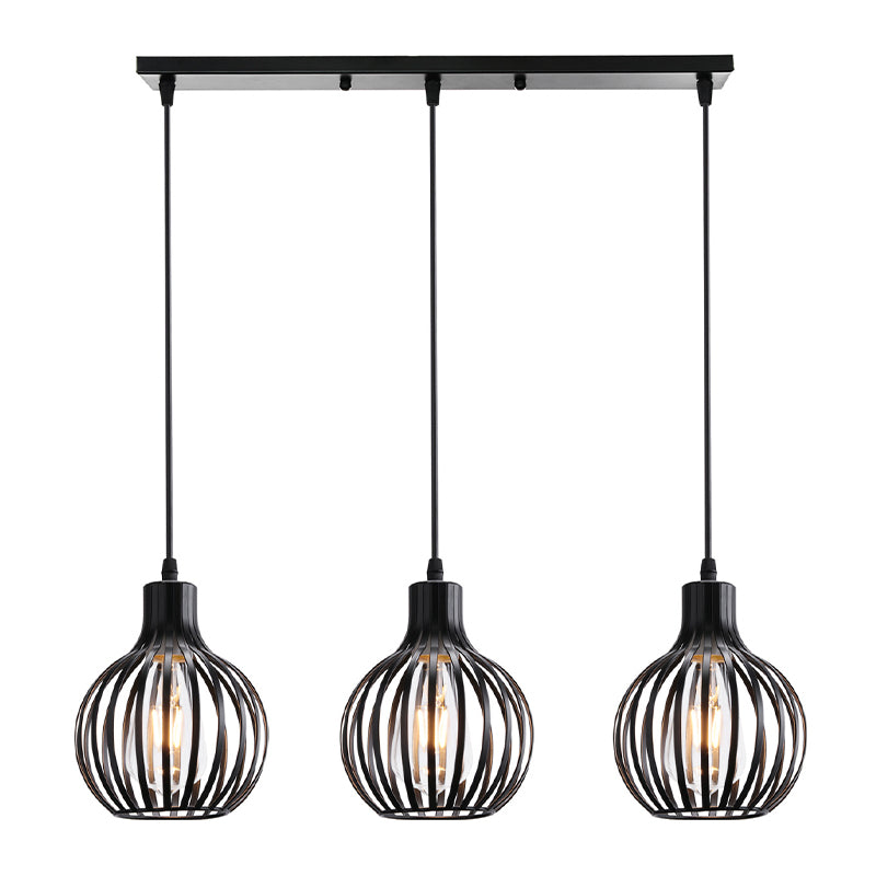 Lampada sospesa sferica sala da pranzo in metallo retrò luce a sospensione in gabbia