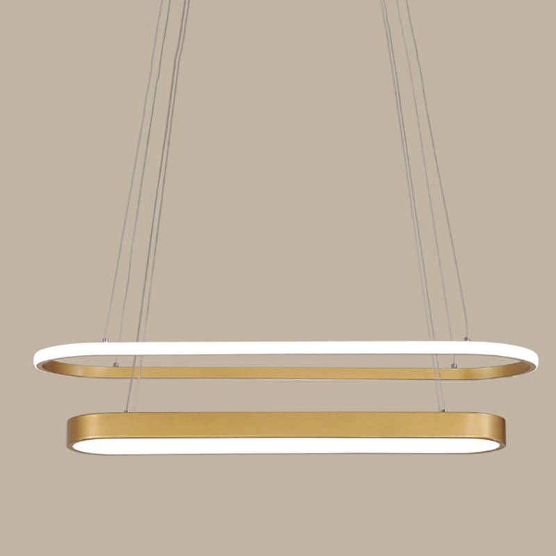 Comedor elíptico lámpara colgante LED metálico de 2 luces encimeras modernas