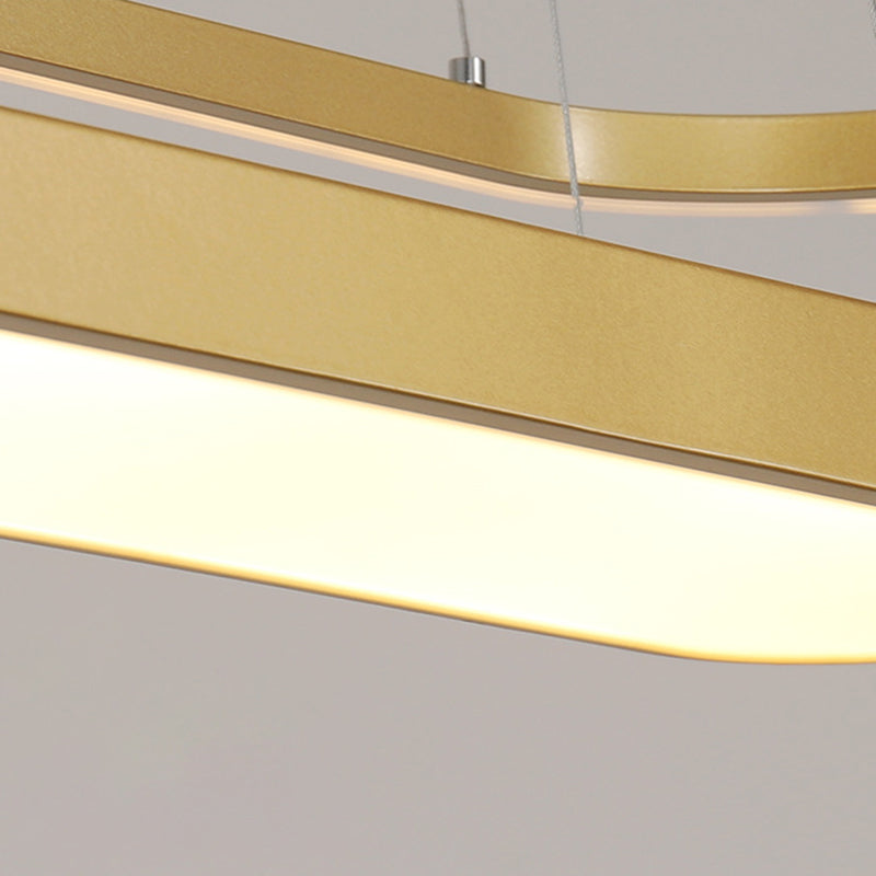 Comedor elíptico lámpara colgante LED metálico de 2 luces encimeras modernas