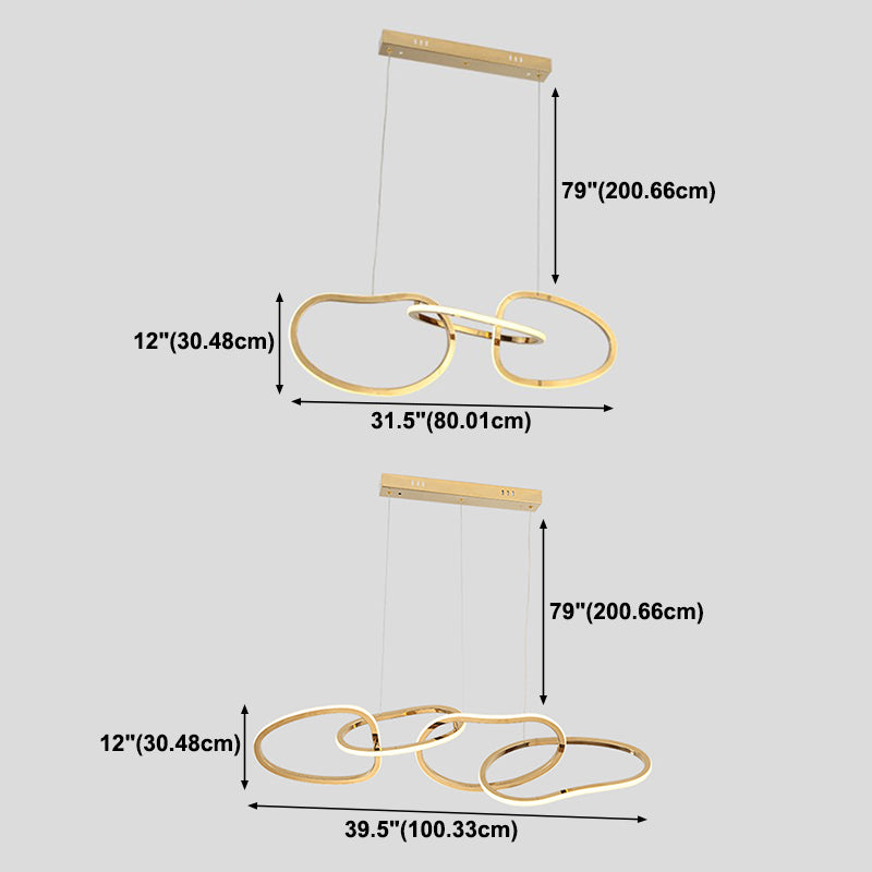 Luz colgante lineal de lámpara de metal posmoderna para comedor para comedor