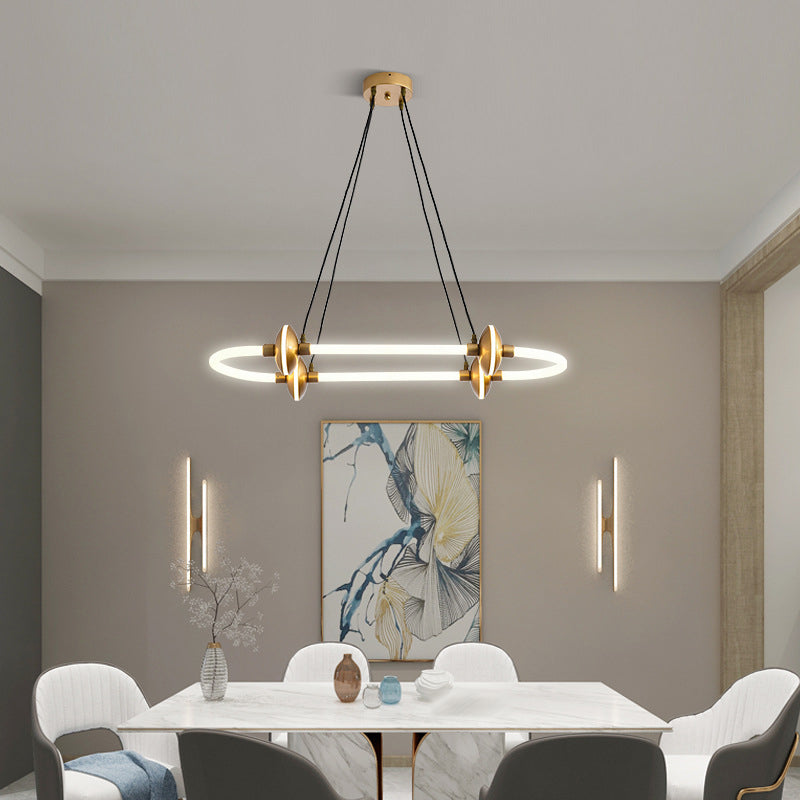 Minimalist Linear Island Light Metal 1 Light Hanging Light for Dining Room
