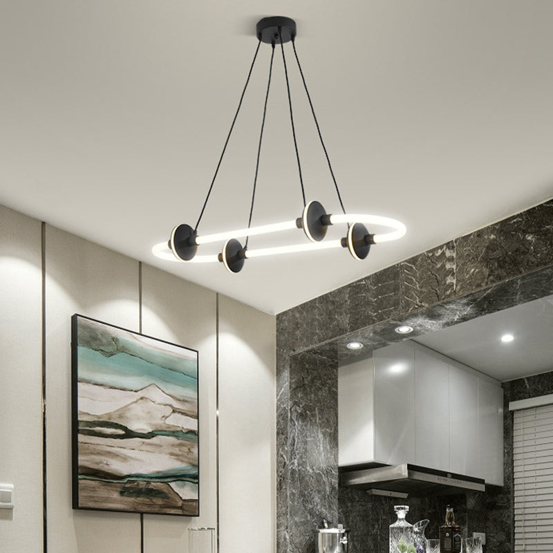 Minimalist Linear Island Light Metal 1 Light Hanging Light for Dining Room