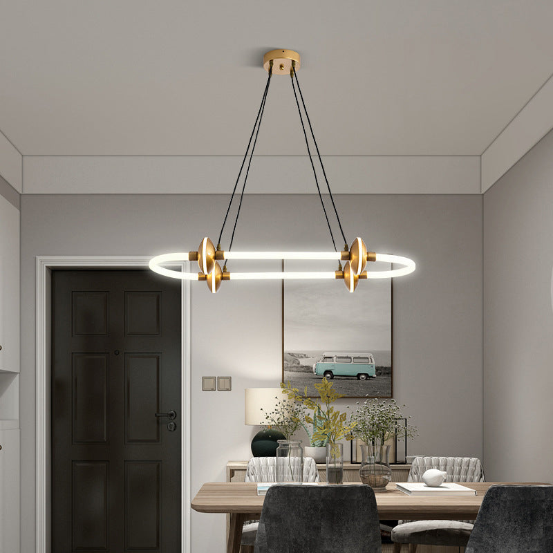 Minimalist Linear Island Light Metal 1 Light Hanging Light for Dining Room