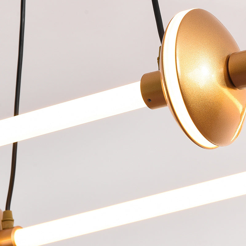Minimalist Linear Island Light Metal 1 Light Hanging Light for Dining Room