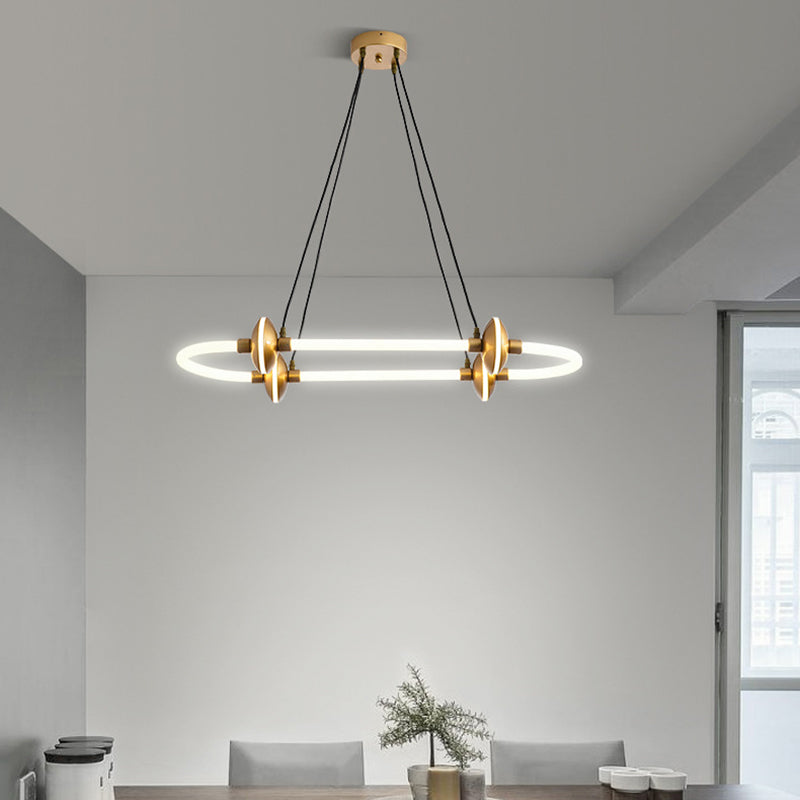 Minimalist Linear Island Light Metal 1 Light Hanging Light for Dining Room